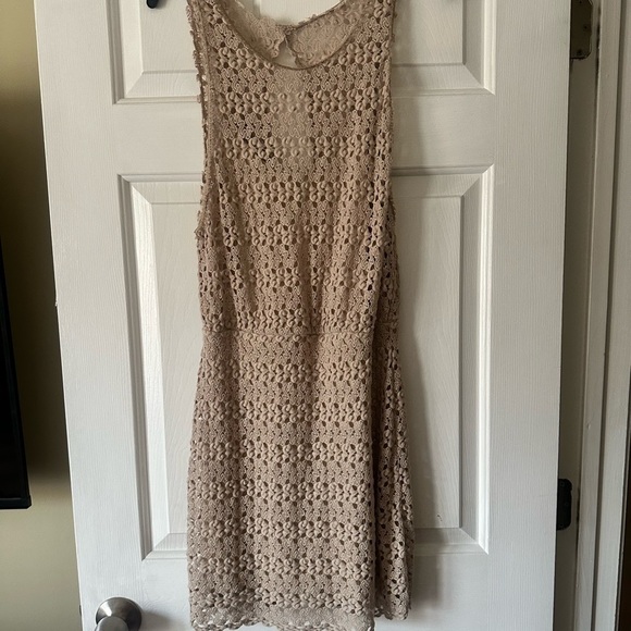 Free People Dresses & Skirts - Free People tan tank crochet dress, size small